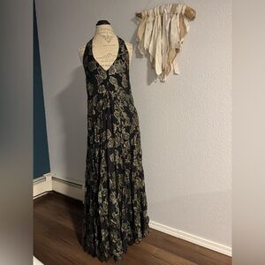 Free People Holding On Convertible Maxi Dress | Black & Gold | $300 MSRP
